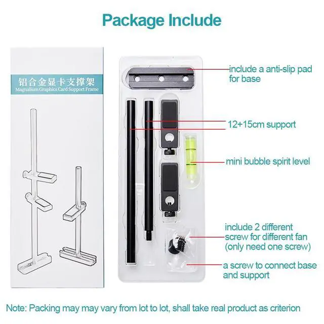 Alt view image 6 of 6 - GPU Support Bracket for Fan, Graphics Card Support, GPU Bracket Brace, Video Card Sag Holder Bracket, GPU Stand, Adjustable Aluminum 27cm Detachable to 15cm and 12cm