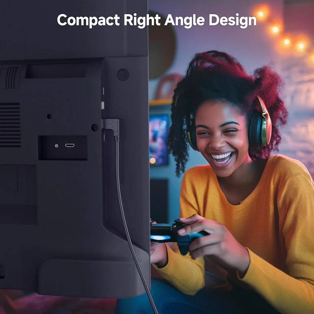 Alt view image 2 of 6 - Right Angle DisplayPort 1.4, 8K@60Hz / 4K@240Hz, 10ft FreeSync, G-SYNC, HDR, for Gaming Monitor PC