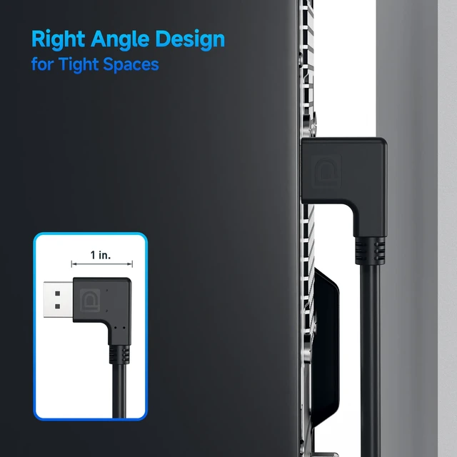 Alt view image 3 of 6 - Right Angle DisplayPort 1.4, 8K@60Hz / 4K@240Hz, 10ft FreeSync, G-SYNC, HDR, for Gaming Monitor PC