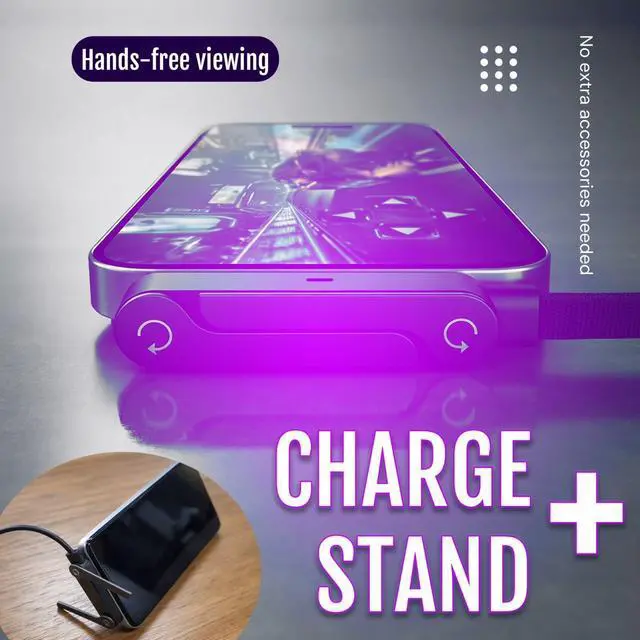 Alt view image 2 of 7 - 2-in-1 USB C Charging Cable with Adjustable Stand, 5A Fast Charging Type C Cord 5FT, Multi-Angle Phone Stand Charger Cable for Smartphones, Tablets, Laptops & Gaming Devices