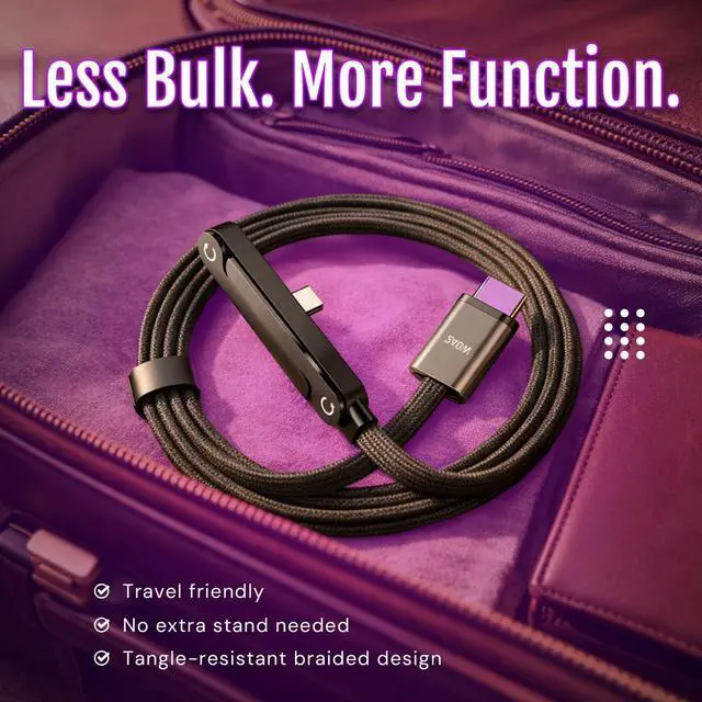 Alt view image 6 of 7 - 2-in-1 USB C Charging Cable with Adjustable Stand, 5A Fast Charging Type C Cord 5FT, Multi-Angle Phone Stand Charger Cable for Smartphones, Tablets, Laptops & Gaming Devices