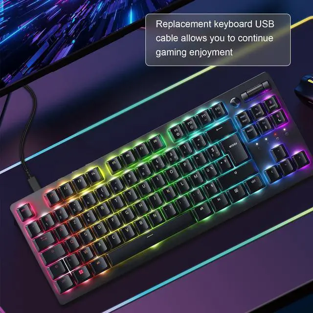 Alt view image 5 of 7 - USB C Data Charging Cable Cord Compatible with Razer Wolverine V2 Pro Chroma/BlackWidow V3 Pro/Deathstalker V2 Pro, Ducky One 2 Mini/One 2 Pro Mini Mechanical Keyboard