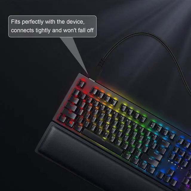 Alt view image 3 of 7 - USB C Data Charging Cable Cord Compatible with Razer Wolverine V2 Pro Chroma/BlackWidow V3 Pro/Deathstalker V2 Pro, Ducky One 2 Mini/One 2 Pro Mini Mechanical Keyboard