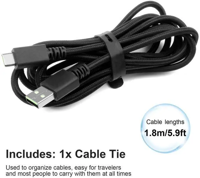 Alt view image 7 of 7 - USB C Data Charging Cable Cord Compatible with Razer Wolverine V2 Pro Chroma/BlackWidow V3 Pro/Deathstalker V2 Pro, Ducky One 2 Mini/One 2 Pro Mini Mechanical Keyboard