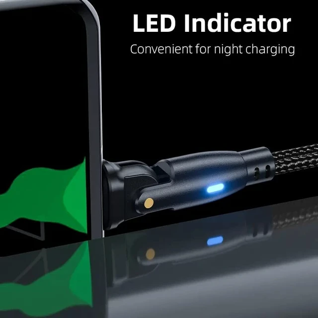 Alt view image 5 of 7 - Long USB C to USB C Cable 6.6FT, Right Angle 180 Rotating, PD 60W | 90 Degree Angled Type C Cable, Fast Charging USB C Cord 6FT, Braided, LED, for iPhone 18 17 16 15, MacBook, iPad, Galaxy