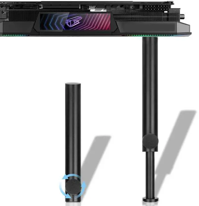 Main image of Tall GPU Support Bracket - Heavy Duty Adjustable GPU Anti Sag Holder & Support Stand for Graphics Card, 4.53"-8.27" Height Durable Black Metal PC Build Stabilizer, Large/Long GPU Sag Prevention