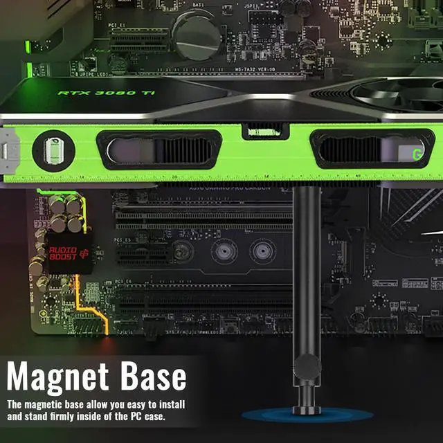 Alt view image 6 of 7 - Tall GPU Support Bracket - Heavy Duty Adjustable GPU Anti Sag Holder & Support Stand for Graphics Card, 4.53"-8.27" Height Durable Black Metal PC Build Stabilizer, Large/Long GPU Sag Prevention