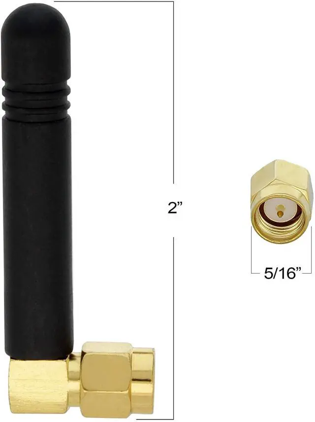 Alt view image 4 of 7 - SMA Male Antenna 850-2100/2400 MHz Omnidirectional Antenna with L-Type Connector, 2.5 dBi Gain, GSM CDMA WCDMA (2 Pack)