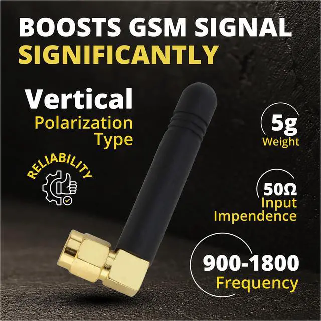 Alt view image 5 of 7 - SMA Male Antenna 850-2100/2400 MHz Omnidirectional Antenna with L-Type Connector, 2.5 dBi Gain, GSM CDMA WCDMA (2 Pack)