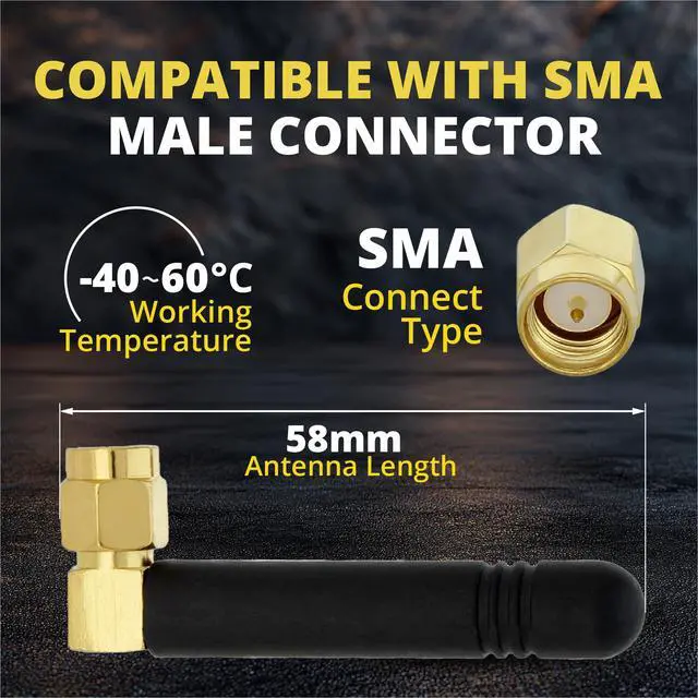 Alt view image 6 of 7 - SMA Male Antenna 850-2100/2400 MHz Omnidirectional Antenna with L-Type Connector, 2.5 dBi Gain, GSM CDMA WCDMA (2 Pack)