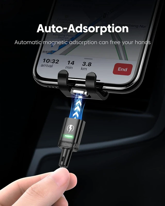 Alt view image 4 of 7 - Kuulaa 3Pack Magnetic Charging Cable Magnetic Lightning Cable Magnetic Phone Charger 3A Fast Charging with 3 in 1 Charging Tips Nylon-Braided Phone Cable Compatible for iProduct/Type C/Micro Device