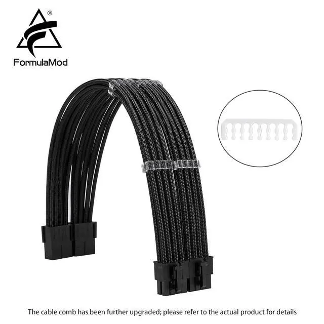 Alt view image 2 of 7 - Sleeve Extension Power Supply Cable Kit 18AWG ATX 24P+ EPS 8-P+PCI-E8-P with Combs for PSU to Motherboard/GPU (Black)