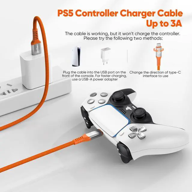 Alt view image 5 of 7 - USB to USB C Data Cable 10ft 2Pack, 3A&10Gbps USB 3.2 Superspeed Long USB A to Type C Cord Braided for Controller Charging PS5 DualSense/Edge, X-box Series S/X, Elite Series 2, Switch, Phones, Laptop