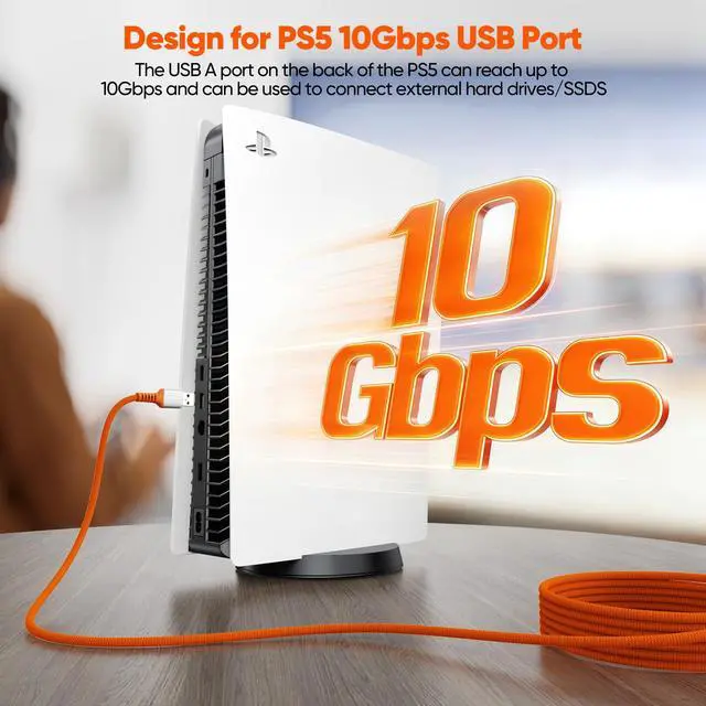 Alt view image 3 of 7 - USB to USB C Data Cable 10ft 2Pack, 3A&10Gbps USB 3.2 Superspeed Long USB A to Type C Cord Braided for Controller Charging PS5 DualSense/Edge, X-box Series S/X, Elite Series 2, Switch, Phones, Laptop