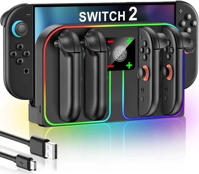 Main image of Charging Dock Compatible with Nintendo Switch 2 (2025) for Joycon Controller, 4 in 1 Joypad Charger with Magnetic Design, Switch 2 Joy Con Fast Chagre Stand Station with USB C Cable