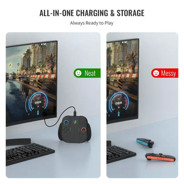 Alt view image 7 of 7 - ViewSonic Controller Comfort Charging Grip Compatible with Nintendo Switch 2(2025) Joy Con,Portable Charger Dock with USB-C Cable and LED Indicators, High Speed Charge While Play