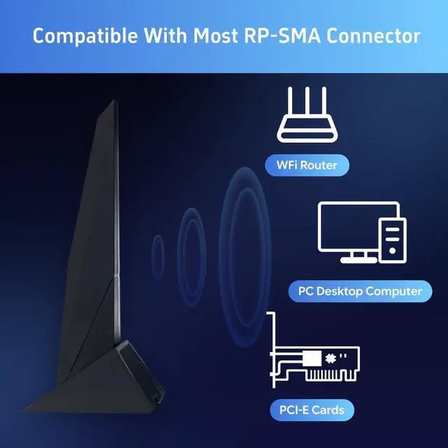 Alt view image 4 of 6 - Laptops Dual Band WiFi Antenna 2.4GHz 5GHz RP-SMA Magnetic Base Adapter Antenna with 80cm Extension Cable for ASUS Z390 Z490 X570 Motherboard 2T2R PCI-E Bluetooth Network Router