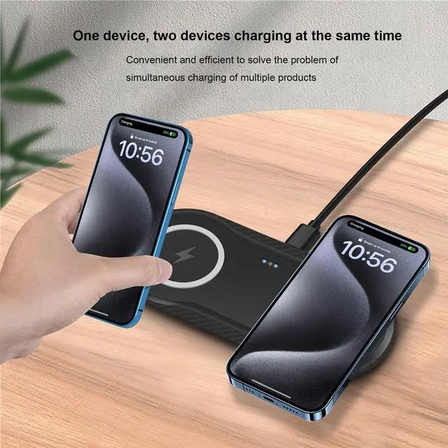 Alt view image 3 of 7 - Wireless Charging Pad, 30W Dual Wireless Charging Pad Compatible with iPhone 15 14 13 12 XR,Galaxy S24 S23 S22 S10,Google Pixel 8 7 6,for AirPods Pro 3 2,Galaxy Buds and More.(Adapter Included)