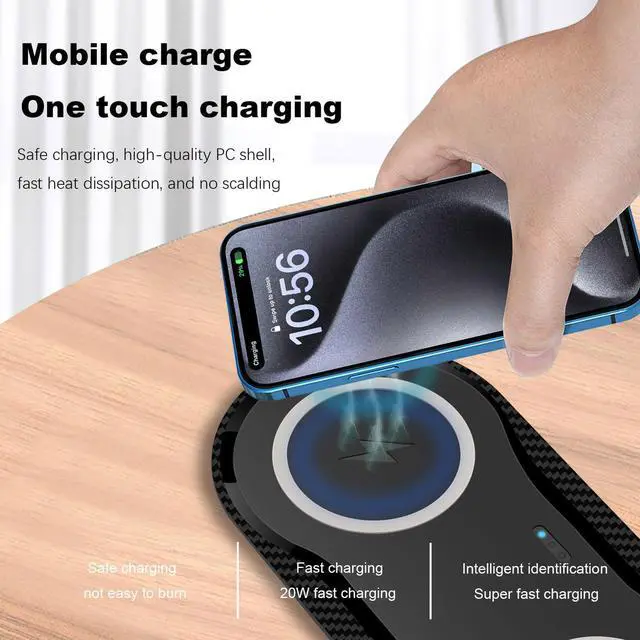 Alt view image 5 of 7 - Wireless Charging Pad, 30W Dual Wireless Charging Pad Compatible with iPhone 15 14 13 12 XR,Galaxy S24 S23 S22 S10,Google Pixel 8 7 6,for AirPods Pro 3 2,Galaxy Buds and More.(Adapter Included)