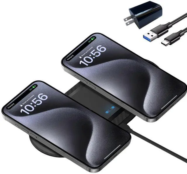 Main image of Wireless Charging Pad, 30W Dual Wireless Charging Pad Compatible with iPhone 15 14 13 12 XR,Galaxy S24 S23 S22 S10,Google Pixel 8 7 6,for AirPods Pro 3 2,Galaxy Buds and More.(Adapter Included)