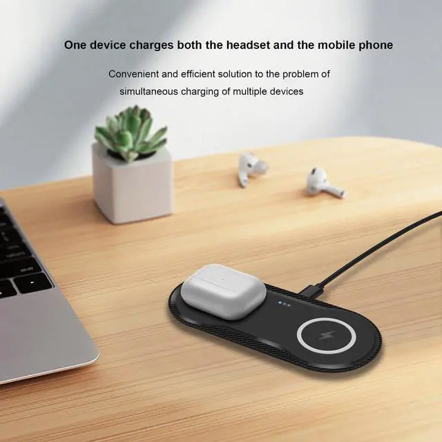 Alt view image 4 of 7 - Wireless Charging Pad, 30W Dual Wireless Charging Pad Compatible with iPhone 15 14 13 12 XR,Galaxy S24 S23 S22 S10,Google Pixel 8 7 6,for AirPods Pro 3 2,Galaxy Buds and More.(Adapter Included)