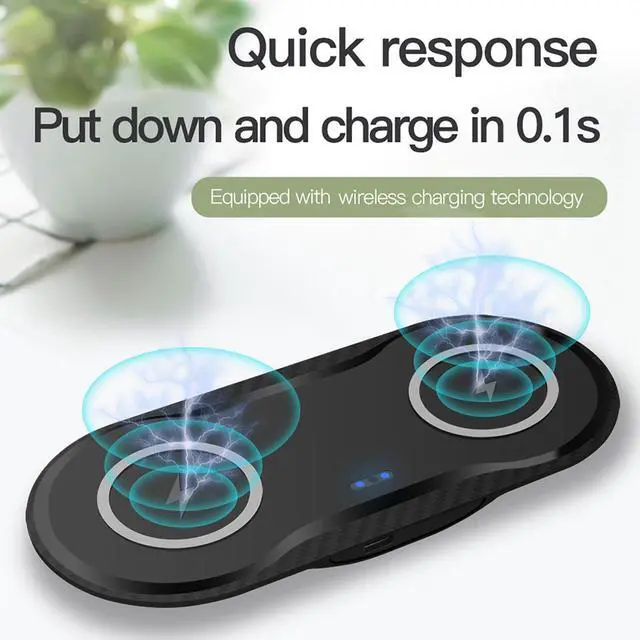 Alt view image 6 of 7 - Wireless Charging Pad, 30W Dual Wireless Charging Pad Compatible with iPhone 15 14 13 12 XR,Galaxy S24 S23 S22 S10,Google Pixel 8 7 6,for AirPods Pro 3 2,Galaxy Buds and More.(Adapter Included)