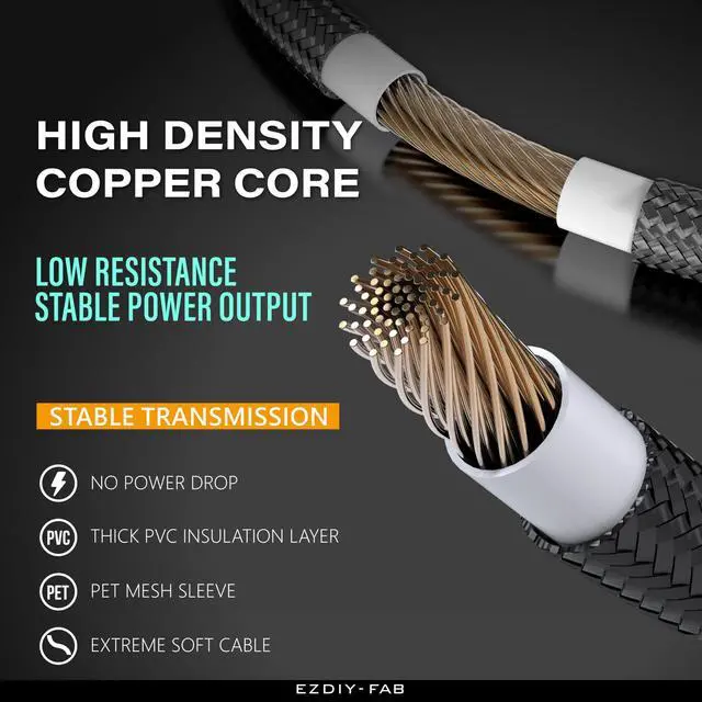 Alt view image 2 of 6 - PSU Extension Cable Sleeved Custom Mod PC Power Supply Cable, Soft Nylon Braided with Comb Kit 24PIN/8PIN to 6+2Pin/ 8PIN to 4+4PIN-30CM 300MM-Carbon