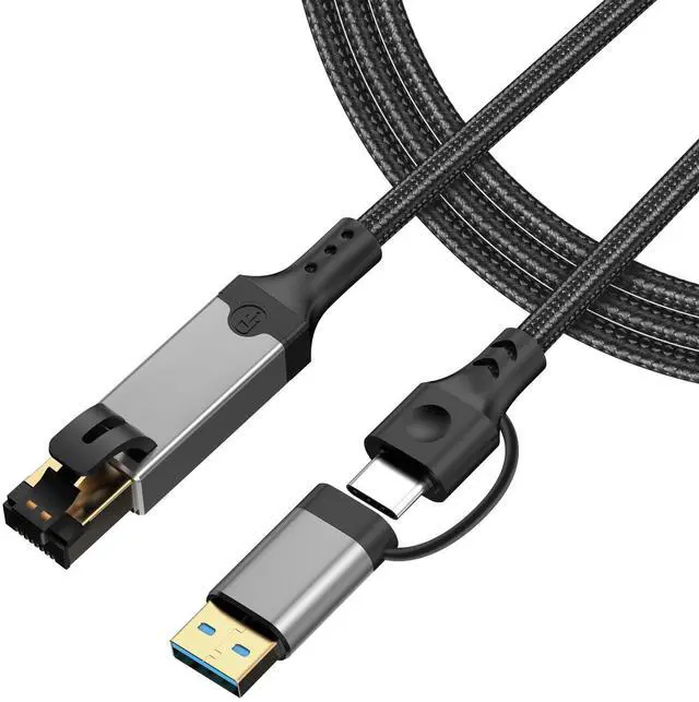 Main image of 2-IN-1 Ethernet to USB A/C Cable Adapter, USB 3.0 to Ethernet Cable - 6.6FT, USB C to RJ45 Gigabit Network Adapter for Laptop, Compatible with MacBook/Surface/iPad Pro/Phone, Windows 11/10/8/7, Mac OS
