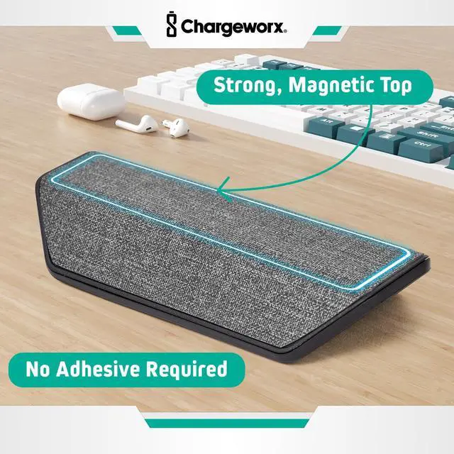 Alt view image 3 of 7 - Cable Management Organizer, Cord Holder, 3 Clips, Desk, Nightstand | Weighted Base, No Installation Needed, Snaps Onto USB-C Lightning Magsafe Wires, Office Counter Accessory, Cord Organizer