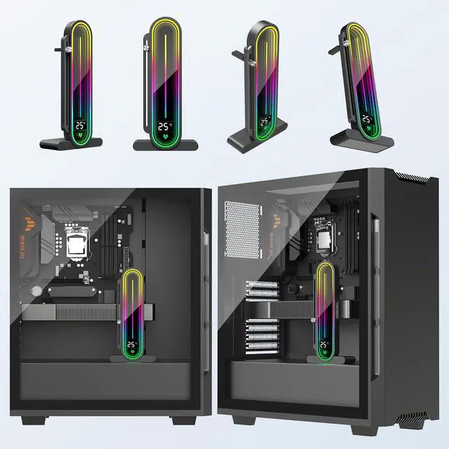 Alt view image 7 of 7 - ARGB GPU Support Bracket, Universal GPU Bracket with Temperature Display, Graphics Video Card Brace with Height Adjustable