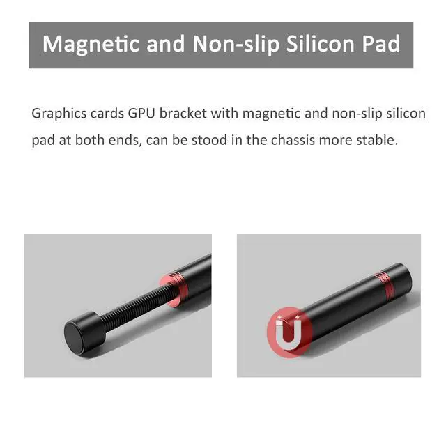 Alt view image 6 of 6 - Graphics Cards GPU Brace Support Adjustable Height 49mm-80mm Video Cards Sag Holder Bracket Stand with Magnetic Black