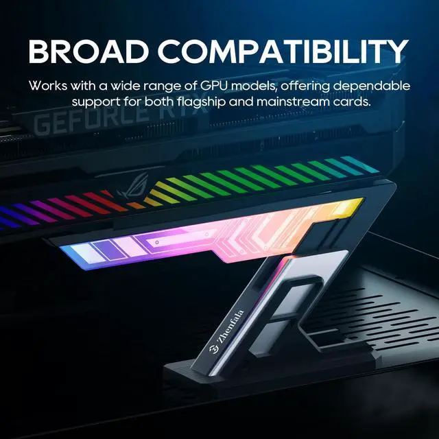 Alt view image 5 of 7 - GPU Support BracketHorizontal GPU Anti-Sag Support Bracket 5V 3pin Universal GPU BracketGraphics Video Card Brace with Height Adjustable (Black)