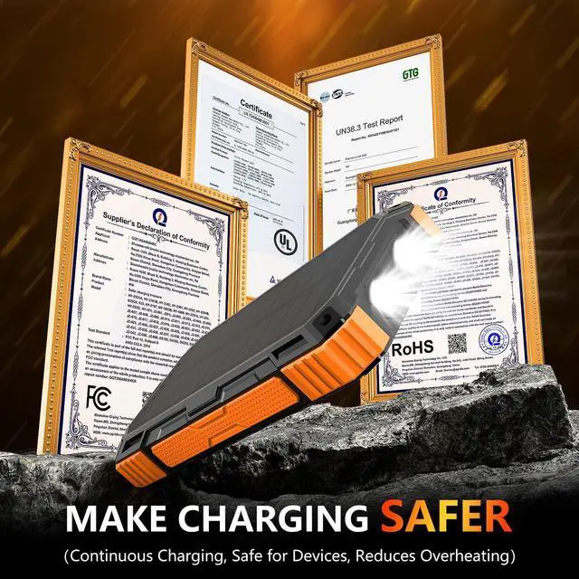 Alt view image 4 of 7 - Solar Charger Power Bank Clearance! 20000mah 15W Wireless Charger with PD22.5W Fast Charging Port, Portable Solar Panel Charger, Phone Charger Built-in 4 Cables Only $19.99
