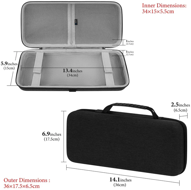 Alt view image 4 of 6 - GEEKRIA 75% 84-Key Gaming Keyboard Case, Hard Shell Travel Carrying Bag, Compatible with Keychron K2 / K2 HE, Logitech POP Keys/MX Mechanical Mini, Aula F75 Pro / F75 75% (Extra Space)