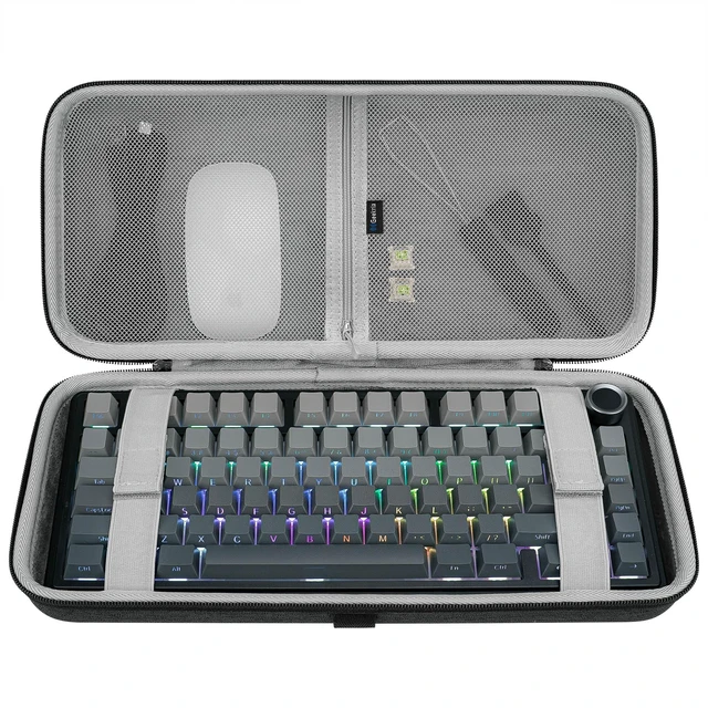 Main image of GEEKRIA 75% 84-Key Gaming Keyboard Case, Hard Shell Travel Carrying Bag, Compatible with Keychron K2 / K2 HE, Logitech POP Keys/MX Mechanical Mini, Aula F75 Pro / F75 75% (Extra Space)
