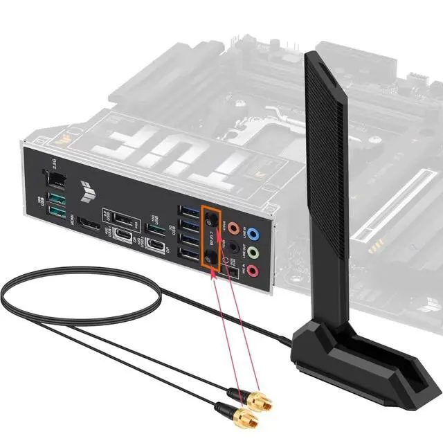 Alt view image 7 of 7 - WiFi 7 Gaming Motherboard Magnetic Base Antenna with Push-On Connector (NOT RP-SMA) for ASUS ROG Strix ASUS TUF/ROG Crosshair/Prime/ProArt Series WiFi 7 Gaming Motherboard