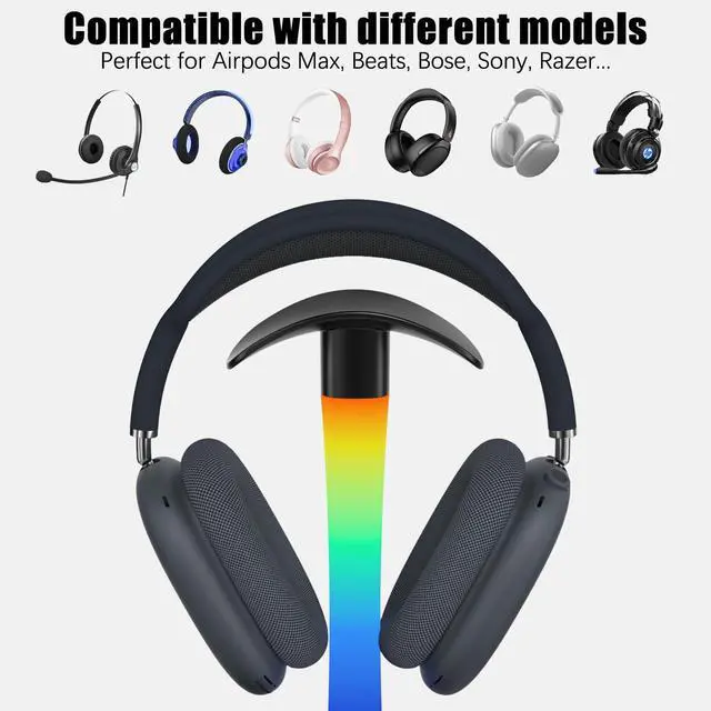 Alt view image 3 of 7 - Headphone Stand with Wireless Charger,Gaming Headset stand with RGB Light Mode,For Airpod Max Stand Compatible with Airpod Pro/3/2,For iPhone 17/16/15/14/13/12/11,Gifts for Gamers & Music Lover(Black)
