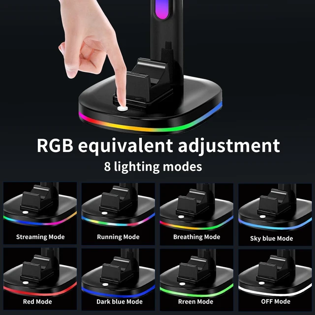 Alt view image 3 of 7 - Xbox Headphone Stand with Controller Charger, RGB Xbox Controller Charging Station Headset Stand for Xbox Series X/S/One/One X/One S Charging, Equipped with 1 * 5180mWh Rechargeable Xbox Battery Pack