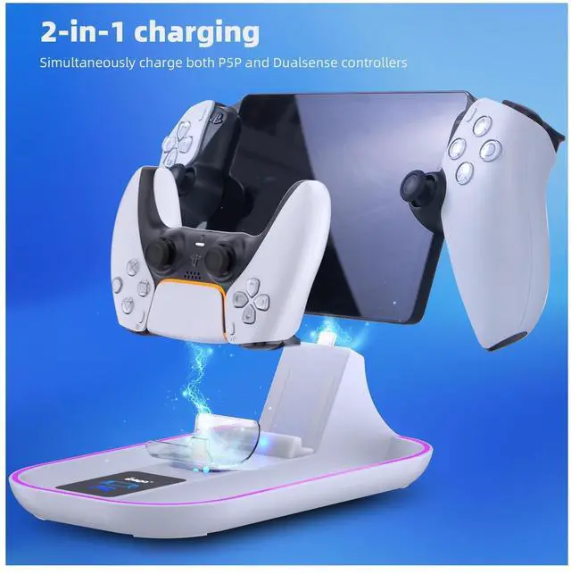 Alt view image 2 of 7 - PlayStation Portal Charging Dock - Fast Charge for PS Portal Remote Player & PS5 Controller, RGB Light Effects, LED Indicator, USB-C Cable - Gaming Accessories for PlayStation Portal Setup