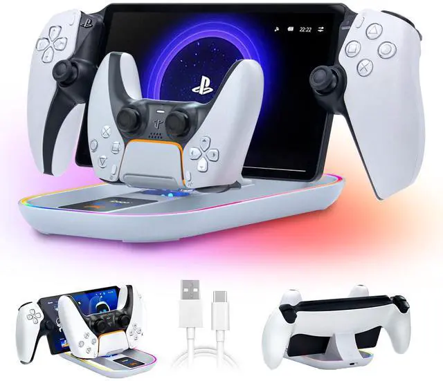 Main image of PlayStation Portal Charging Dock - Fast Charge for PS Portal Remote Player & PS5 Controller, RGB Light Effects, LED Indicator, USB-C Cable - Gaming Accessories for PlayStation Portal Setup