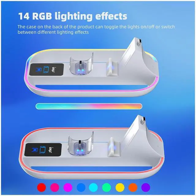 Alt view image 5 of 7 - PlayStation Portal Charging Dock - Fast Charge for PS Portal Remote Player & PS5 Controller, RGB Light Effects, LED Indicator, USB-C Cable - Gaming Accessories for PlayStation Portal Setup