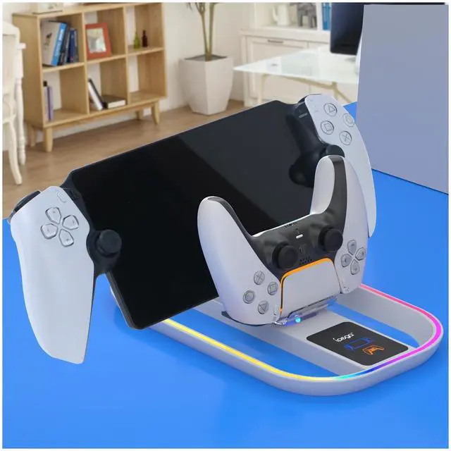 Alt view image 7 of 7 - PlayStation Portal Charging Dock - Fast Charge for PS Portal Remote Player & PS5 Controller, RGB Light Effects, LED Indicator, USB-C Cable - Gaming Accessories for PlayStation Portal Setup