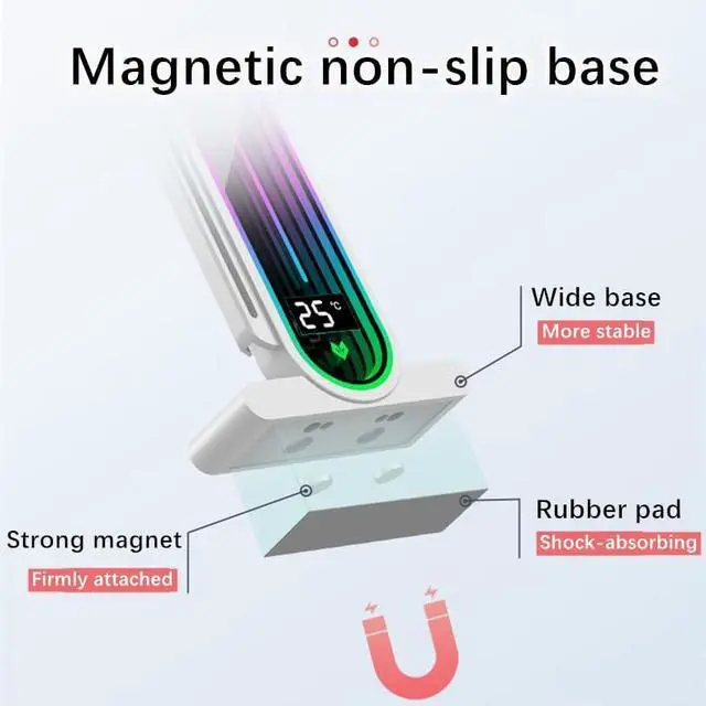 Alt view image 5 of 7 - Height Adjustable RGB GPU Stand with Temperature Display, 5V 3PIN Video Card Support Holder, Anti Sag Bracket & Magnetic Base for PC Graphics Cards