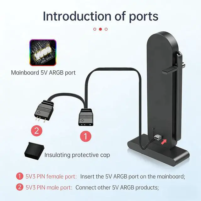 Alt view image 3 of 7 - Height Adjustable RGB GPU Stand with Temperature Display, 5V 3PIN Video Card Support Holder, Anti Sag Bracket & Magnetic Base for PC Graphics Cards