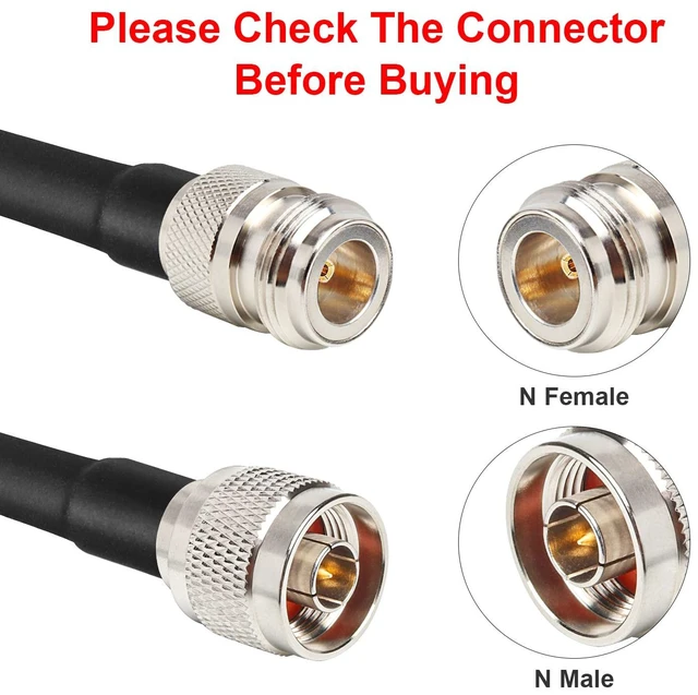 Alt view image 2 of 5 - N Male to N Female Cable, 50 Ohm KMR240 N Male to N Female Cable - 20FT Low Loss Coaxial Extension for WiFi, RF, Radio, Microwave, and Antenna Systems