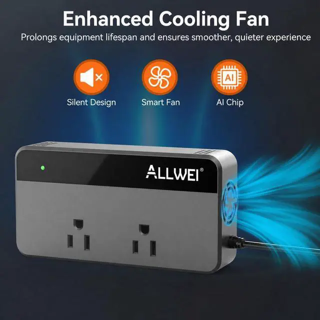 Alt view image 4 of 7 - 200W Car Power Inverter 12V DC to 110V AC with USB C | Car Inverter with 4 USB Fast Charging Ports (2 USB-A & 2 USB-C), Powers Phones, Laptops and Small Devices for Road Trips