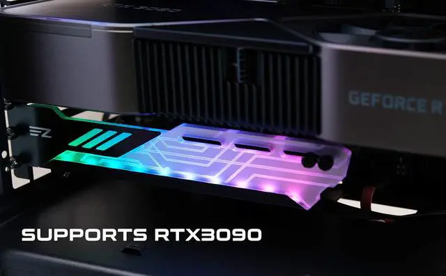 Alt view image 2 of 7 - RGB GPU Holder 5V 3-Pin Colorful RGB Graphics Card GPU Support Video Card Holder Bracket, Video Card Sag Holder/Holster Bracket- 309-1