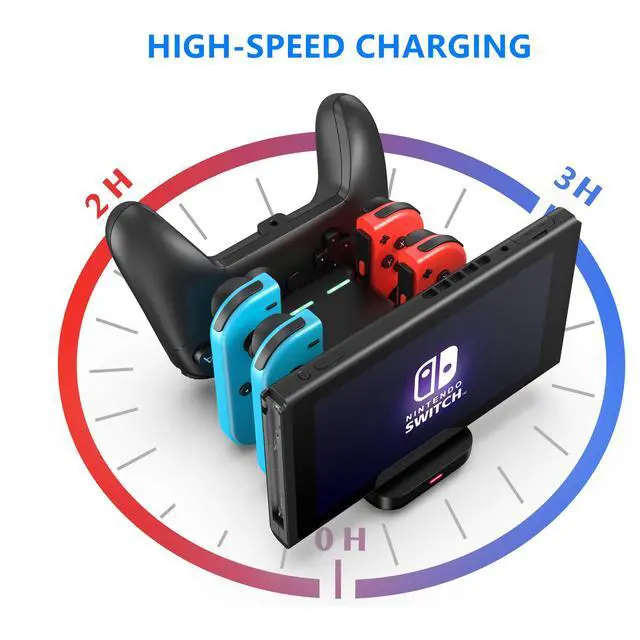 Alt view image 2 of 7 - Upgraded Controller Charger Dock Station for Nintendo Switch Pro Controller and Joy con, 6-in-1 Charging Stand for Switch & OLED Model & Lite with Charging Indicator and Type C Charging Cable