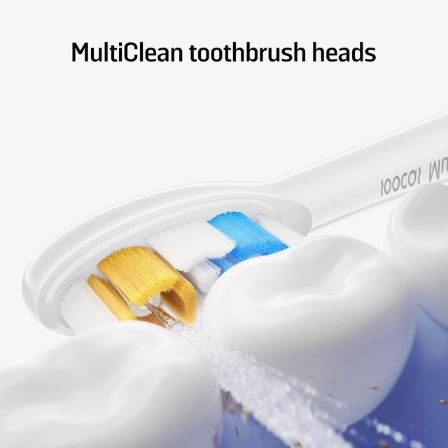 Alt view image 2 of 7 - Multiclean Classic Clean Electric Toothbrush Replacement Heads, Compatible with Both NEOS II and NEOS II Ultra, 2 Brush Heads, Medium Bristles, Pearl White