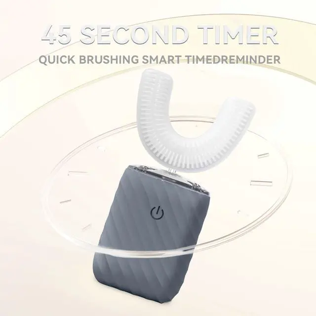 Alt view image 6 of 7 - Ultrasonic Automatic Electric Toothbrush for Adults- U Shaped self Brushing Toothbrush, 360° Mouth Cleaning, 5 Modes for Whitening, IPX7 Waterproof Rechargeable (Deep Blue)